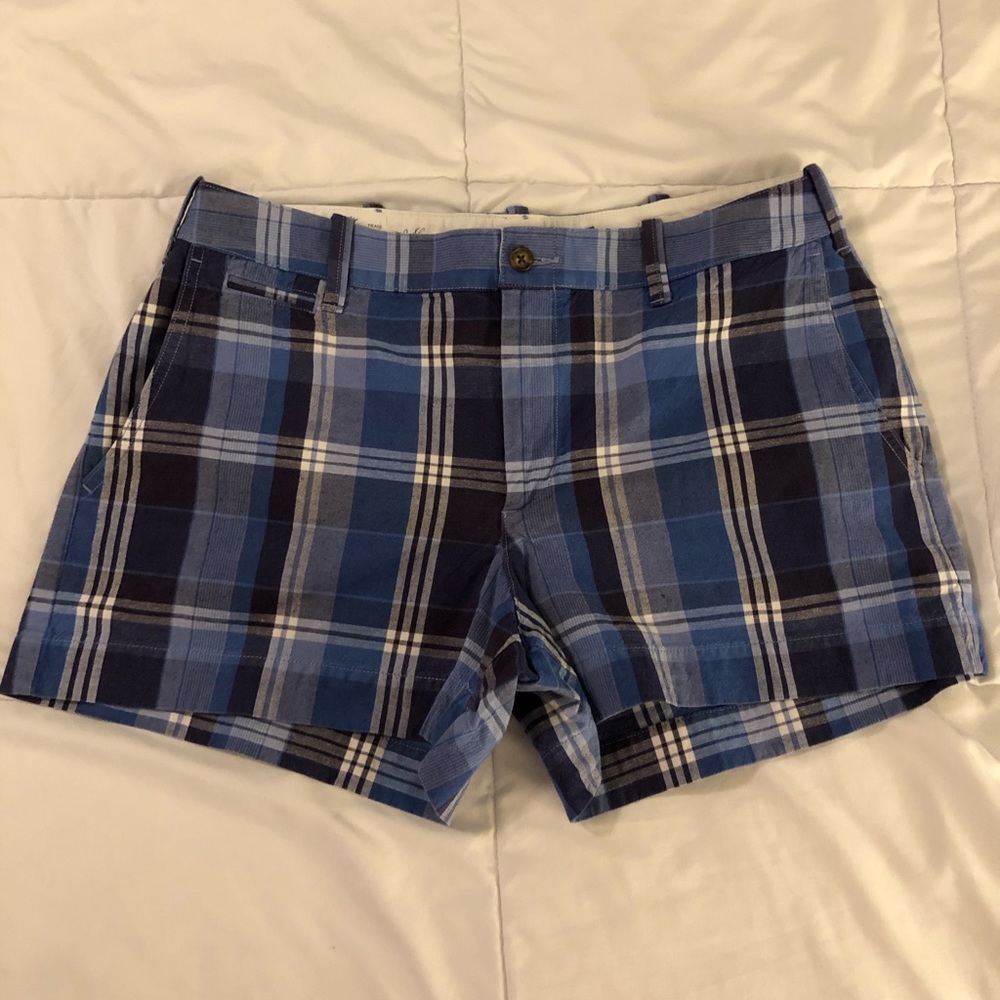 Polo Ralph Lauren Blue Plaid Linen Shorts Size 8